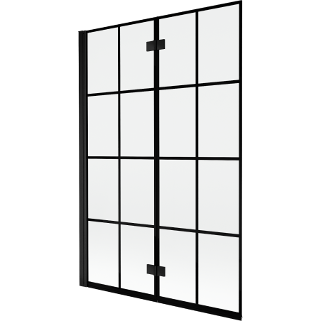 Mexen Mist Duschabtrennung 2-flügelige links 120 x 150 cm, schwarzes Gitter, schwarz - 8A9-120-002-70-77-L