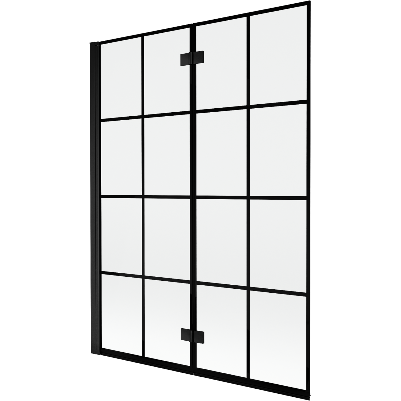 Mexen Mist Duschabtrennung 2-flügelig links 130 x 150 cm, schwarzes Gitter, schwarz - 8A9-130-002-70-77-L