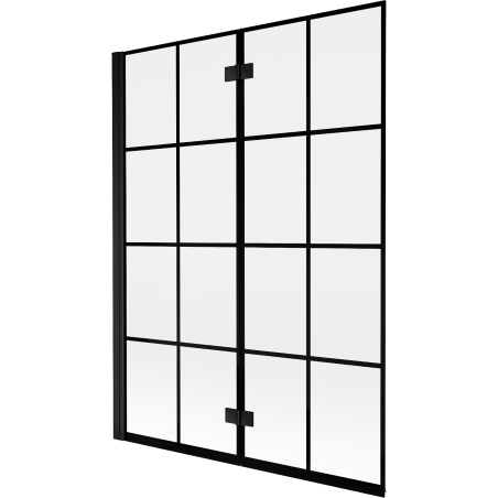 Mexen Mist Duschabtrennung 2-flügelig links 130 x 150 cm, schwarzes Gitter, schwarz - 8A9-130-002-70-77-L