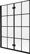 Mexen Mist Duschabtrennung 2-flügelig links 130 x 150 cm, schwarzes Gitter, schwarz - 8A9-130-002-70-77-L