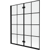 Mexen Mist Badewannenabtrennung 2-flügelig links 140 x 150 cm, schwarzes Gitter, schwarz - 8A9-140-002-70-77-L