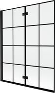 Mexen Mist Badewannenabtrennung 2-flügelig links 140 x 150 cm, schwarzes Gitter, schwarz - 8A9-140-002-70-77-L
