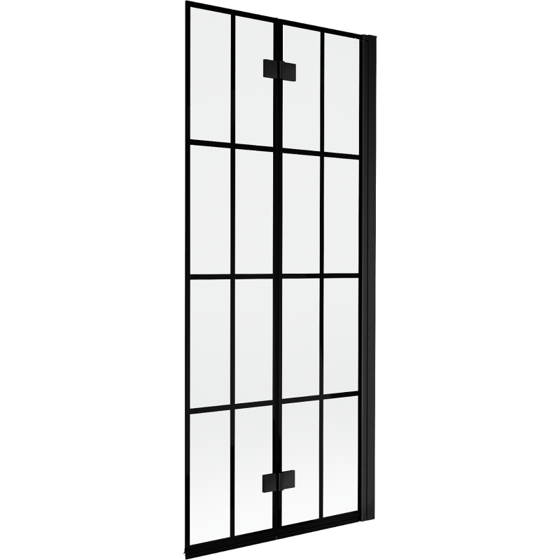 Mexen Mist Duschwand 2-flügelig rechts 80 x 150 cm, schwarzes Gitter, schwarz - 8A9-080-002-70-77-P