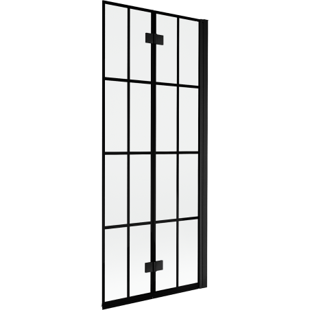 Mexen Mist Duschwand 2-flügelig rechts 80 x 150 cm, schwarzes Gitter, schwarz - 8A9-080-002-70-77-P