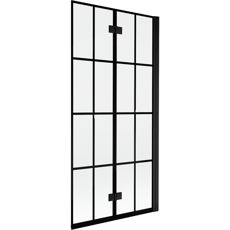Mexen Mist Duschwand 2-flügelig rechts 90 x 150 cm, schwarzes Gitter, schwarz - 8A9-090-002-70-77-P