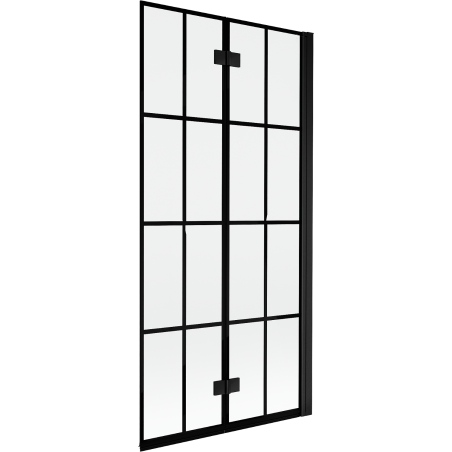 Mexen Mist Duschwand 2-flügelig rechts 90 x 150 cm, schwarzes Gitter, schwarz - 8A9-090-002-70-77-P