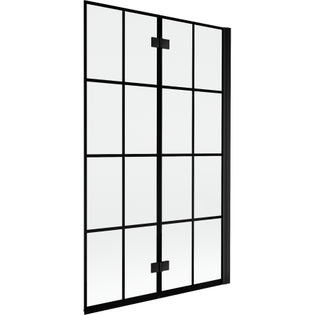 Mexen Mist Duschabtrennung 2-flügelig rechts 110 x 150 cm, schwarzes Gitter, schwarz - 8A9-110-002-70-77-P