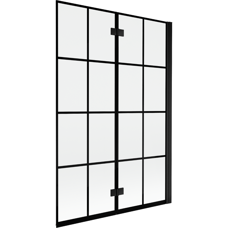 Mexen Mist Badewannenabtrennung, 2-flügelig rechts, 120 x 150 cm, schwarzes Gitter, schwarz - 8A9-120-002-70-77-P