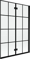 Mexen Mist Badewannenabtrennung, 2-flügelig rechts, 120 x 150 cm, schwarzes Gitter, schwarz - 8A9-120-002-70-77-P