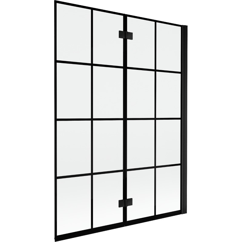 Mexen Mist Duschtrennwand 2-flügelig rechts 130 x 150 cm, schwarzes Gitter, schwarz - 8A9-130-002-70-77-P