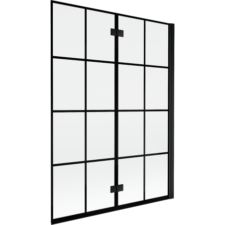 Mexen Mist Duschtrennwand 2-flügelig rechts 130 x 150 cm, schwarzes Gitter, schwarz - 8A9-130-002-70-77-P