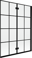 Mexen Mist Duschtrennwand 2-flügelig rechts 130 x 150 cm, schwarzes Gitter, schwarz - 8A9-130-002-70-77-P