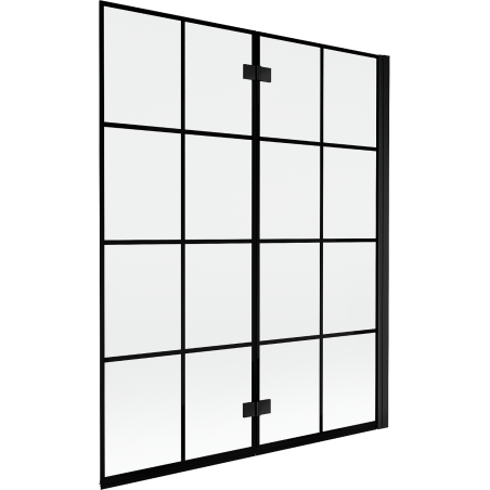 Mexen Mist Duschabtrennung 2-flügelig rechts 140 x 150 cm, schwarzes Gitter, schwarz - 8A9-140-002-70-77-P