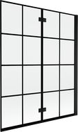 Mexen Mist Duschabtrennung 2-flügelig rechts 140 x 150 cm, schwarzes Gitter, schwarz - 8A9-140-002-70-77-P