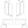 Mexen Mist 2-flügelige Badewannenwand links 100 x 150 cm, schwarzer Rahmen, schwarz - 8A9-100-011-70-70-L