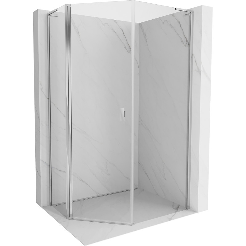 Mexen Mist L fünfeckige asymmetrische Duschkabine mit Flügeltür 80 x 90 cm, transparent, Chrom - 8A8L-080-090-01-00