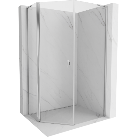 Mexen Mist L asymmetrische fünfeckige Duschkabine mit Drehtür 80 x 90 cm, transparent, Chrom - 8A8L-080-090-01-00
