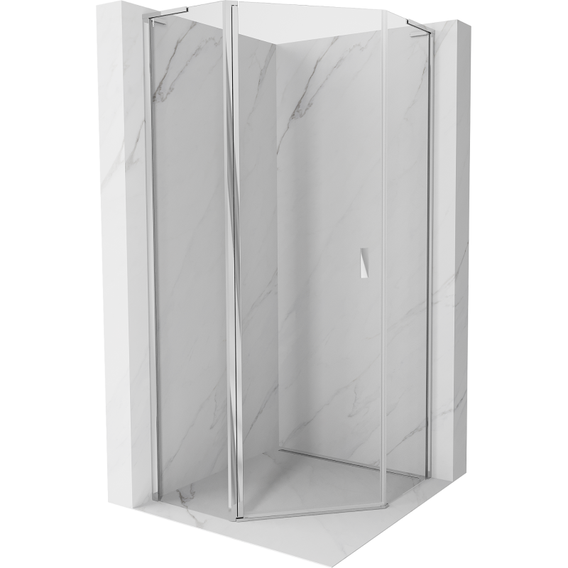 Mexen Mist L fünfeckige Duschkabine schwenkbar 90 x 90 cm, transparent, Chrom - 8A8L-090-090-01-00