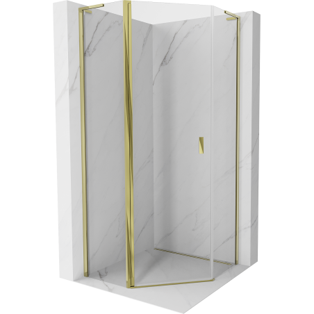 Mexen Mist L fünfeckige Duschkabine schwenkbar 80 x 80 cm, transparent, gold - 8A8L-080-080-50-00