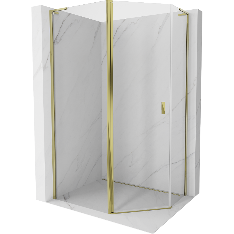 Mexen Mist L fünfeckige asymmetrische Duschkabine 100 x 80 cm, transparent, gold - 8A8L-100-080-50-00
