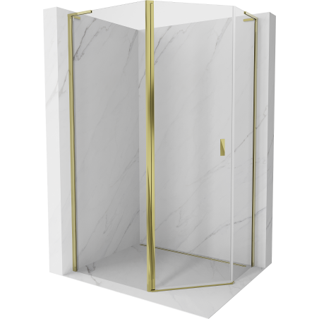 Mexen Mist L fünfeckige asymmetrische Duschkabine 100 x 80 cm, transparent, gold - 8A8L-100-080-50-00
