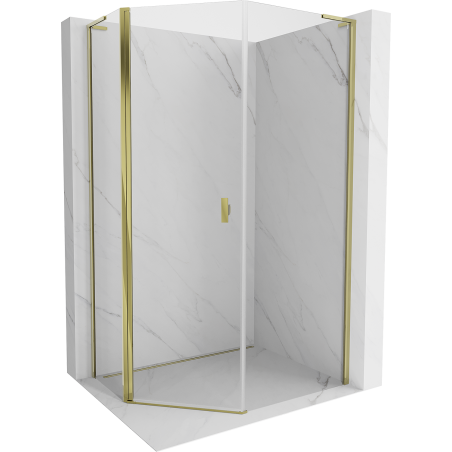 Mexen Mist L Fünfeck-Duschkabine asymmetrisch schwenkbar 80 x 90 cm, transparent, gold - 8A8L-080-090-50-00