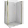 Mexen Mist L Fünfeckige asymmetrische Duschkabine mit Klapptür 80 x 90 cm, transparent, gold - 8A8L-080-090-50-00