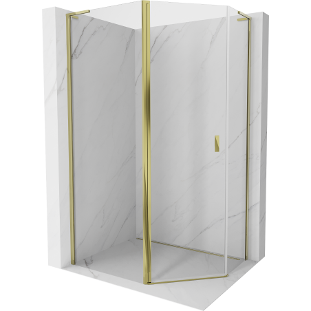 Mexen Mist L Asymmetrische fünfeckige Duschkabine mit Drehtür 100 x 90 cm, transparent, gold - 8A8L-100-090-50-00