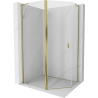 Mexen Mist L Asymmetrische fünfeckige Duschkabine mit Drehtür 100 x 90 cm, transparent, gold - 8A8L-100-090-50-00