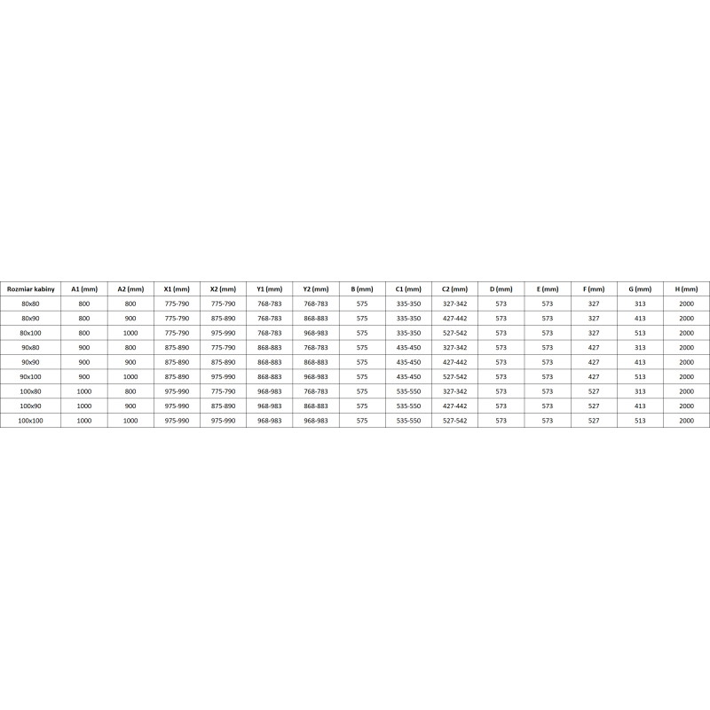 Mexen Mist L asymmetrische fünfeckige Duschkabine, 80 x 100 cm, transparent, gold - 8A8L-080-100-50-00