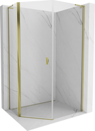 Mexen Mist L asymmetrische fünfeckige Duschkabine, schwenkbar 90 x 100 cm, transparent, gold - 8A8L-090-100-50-00