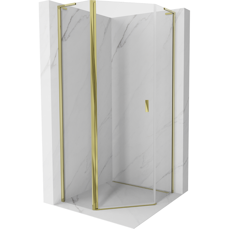 Mexen Mist L Fünfeck-Duschkabine schwenkbar 100 x 100 cm, transparent, gold - 8A8L-100-100-50-00