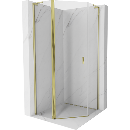 Mexen Mist L Fünfeck-Duschkabine schwenkbar 100 x 100 cm, transparent, gold - 8A8L-100-100-50-00