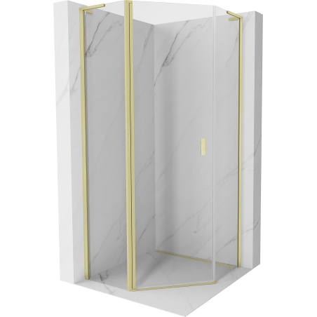 Mexen Mist L fünfeckige, schwenkbare Duschkabine 80 x 80 cm, transparent, gebürstetes Gold - 8A8L-080-080-55-00