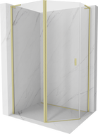 Mexen Mist L asymmetrische fünfeckige Duschkabine 100x80 cm, transparent, gebürstetes Gold - 8A8L-100-080-55-00