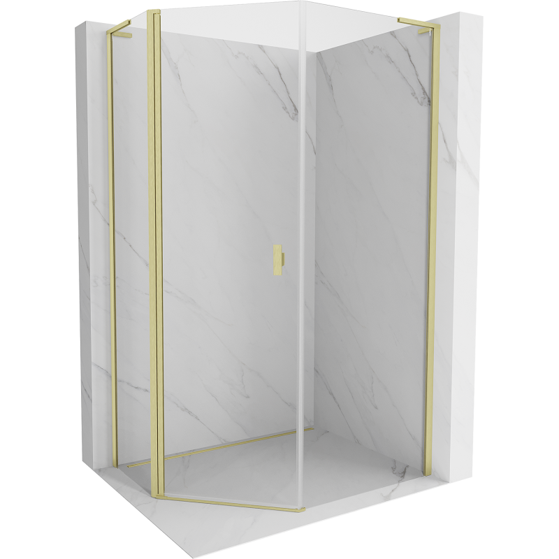 Mexen Mist L asymmetrische fünfeckige Duschkabine 80x90 cm, transparent, gebürstetes Gold - 8A8L-080-090-55-00