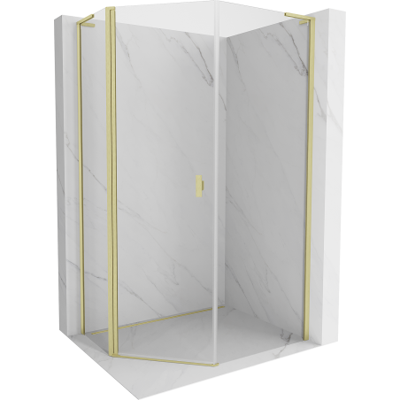 Mexen Mist L asymmetrische fünfeckige Duschkabine 80x90 cm, transparent, gebürstetes Gold - 8A8L-080-090-55-00
