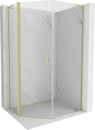 Mexen Mist L asymmetrische fünfeckige Duschkabine 80x90 cm, transparent, gebürstetes Gold - 8A8L-080-090-55-00