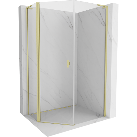 Mexen Mist L Fünfeck-Duschkabine asymmetrisch schwenkbar 90x100 cm, transparent, gold gebürstet - 8A8L-090-100-55-00