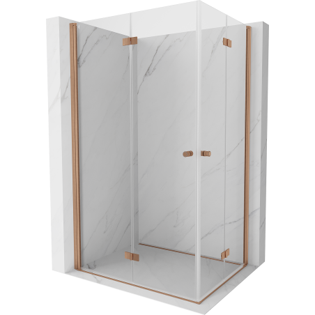 Mexen Mist-F Duo Faltdusche links 120 x 110 cm, transparent, gebürstetes Kupfer - 8A6-120L-110P-65-00