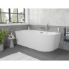 Mexen Silo freistehende linke Eckbadewanne gerillt 150 x 75 cm, weiß, Überlauf chrom - 52891507500L-01