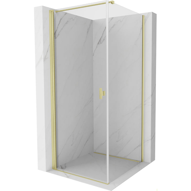 Mexen Mist-B Duschkabine schwenkbar 70 x 70 cm, transparent, gebürstetes Gold - 8A2T-070-070-55-00