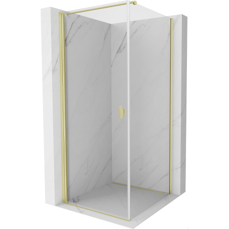 Mexen Mist-B Duschkabine schwenkbar 70 x 70 cm, transparent, gebürstetes Gold - 8A2T-070-070-55-00