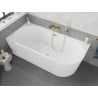 Mexen Silo freistehende Eckbadewanne links geriffelt 150 x 75 cm, weiß, Überlauf gold gebürstet - 52891507500L-55