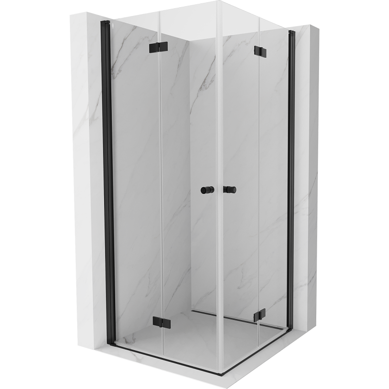 Mexen Mist-F Duo Faltbare Duschkabine 70 x 70 cm, transparent, schwarz - 8A6-070L-070P-70-00