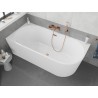 Mexen Silo freistehende Eckbadewanne links geriffelt 150 x 75 cm, weiß, Überlauf gebürstetes Kupfer - 52891507500L-65