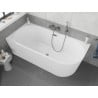 Mexen Silo freistehende Eckbadewanne links geriffelt 150 x 75 cm, weiß, Überlauf gun gray gebürstet - 52891507500L-66
