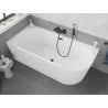Mexen Silo freistehende Eck-Badewanne links geriffelt 150 x 75 cm, weiß, Überlauf schwarz - 52891507500L-70