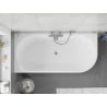 Mexen Silo freistehende Eckbadewanne links geriffelt 150 x 75 cm, weiß, Überlauf Gun Metal - 52891507500L-95