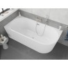Mexen Silo freistehende Eckbadewanne links geriffelt 150 x 75 cm, weiß, Überlauf gebürsteter Nickel - 52891507500L-97